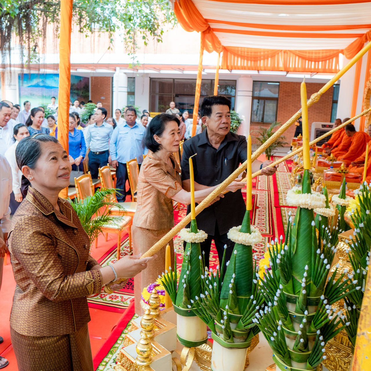 Sihanoukville Autonomous Port, organized a blessing ceremony for Khmer New Year 2023 at PAS Administration Building, presided over by Samdech Kittisinghabandit Men Sam Orn